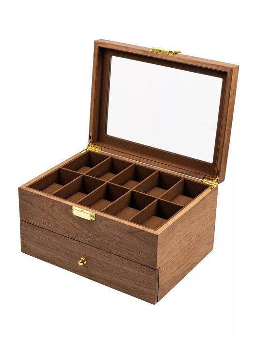 Деревянная шкатулка для часов и драгоценностей 20 слотов