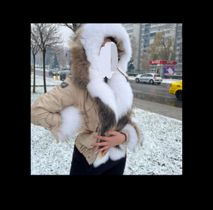 Дамско яке парка с яка от лисица