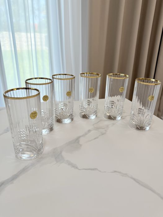 Set de 22 pahare Royar Crystal Rock, Cristal Italian, cu aurire