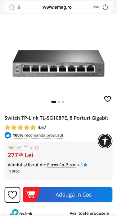 Switch TP-Link TL-SG108PE PoE 8 Port Sigilat!
