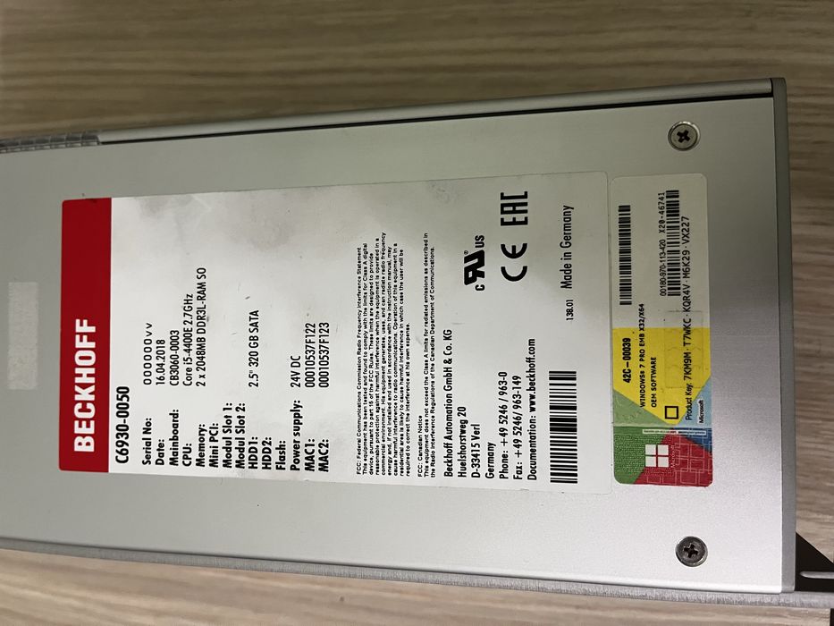 Desktop industrial Beckhoff I5