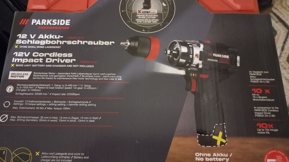 Incarcator 6A + acumulator parkside 12v performance  polizor unghiular