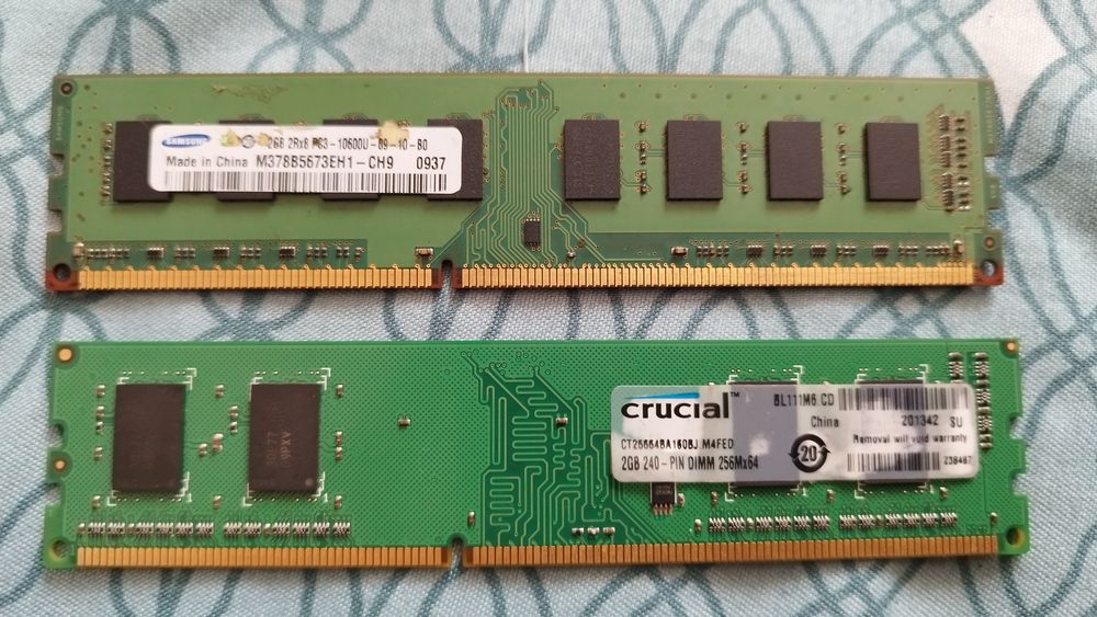 Memorii RAM DDR3 2GB + 2GB  pentru PC – Samsung & Crucial