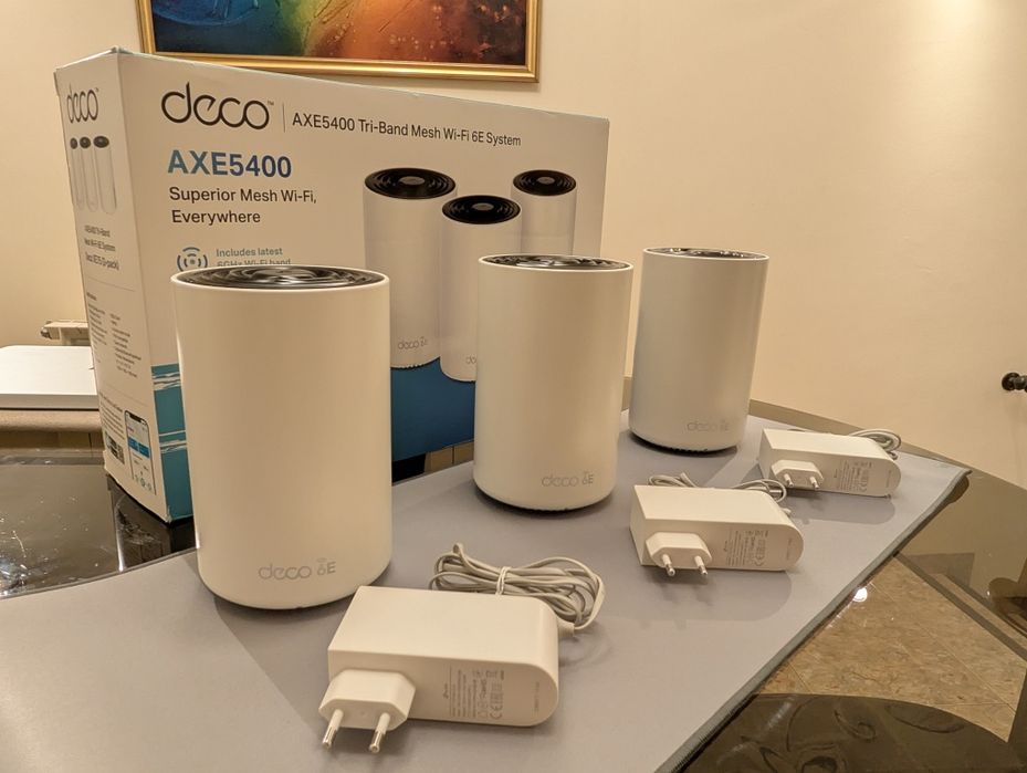 ТОП MeshСистема от Рутери Deco XE75 3-Pack Wifi 6E AXE5400 | Като нови