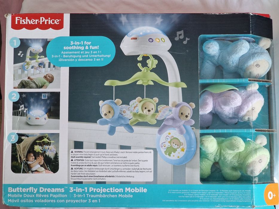 Музикална въртележка за кошара Fisher Price - Мечета и пеперуди