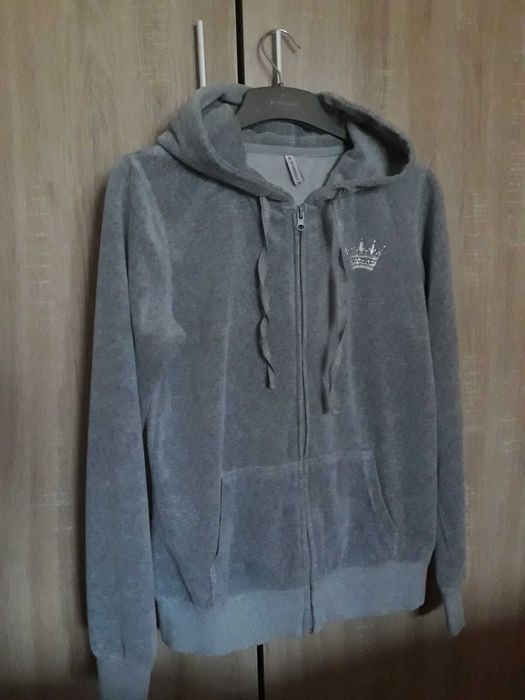 Bluza trening catifea gri M