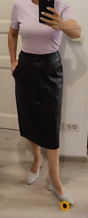 Fusta piele midi, neagră Vural Switzerland, ECHTES LEDER