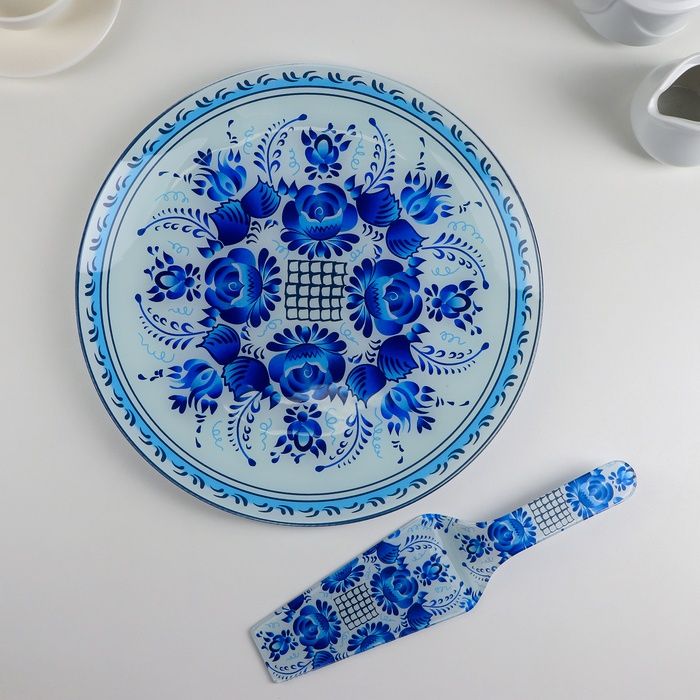 Тортовница стеклянная с лопаткой