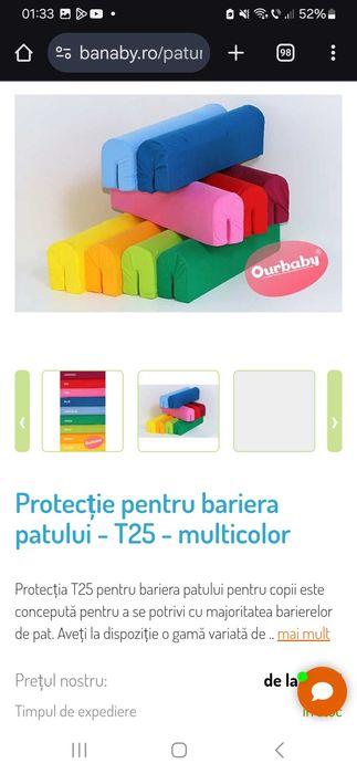 Protectie margine pat copii - perna cu sina