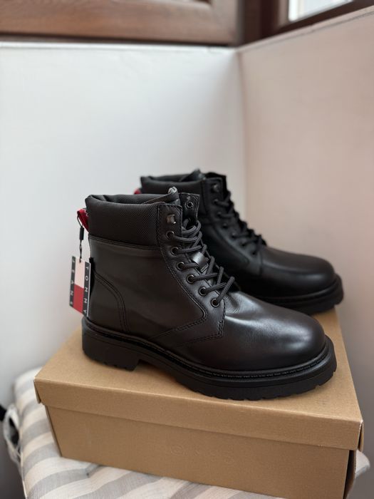 Tommy Jeans Lace Up ghete din piele neagra marimea 42 noi originale