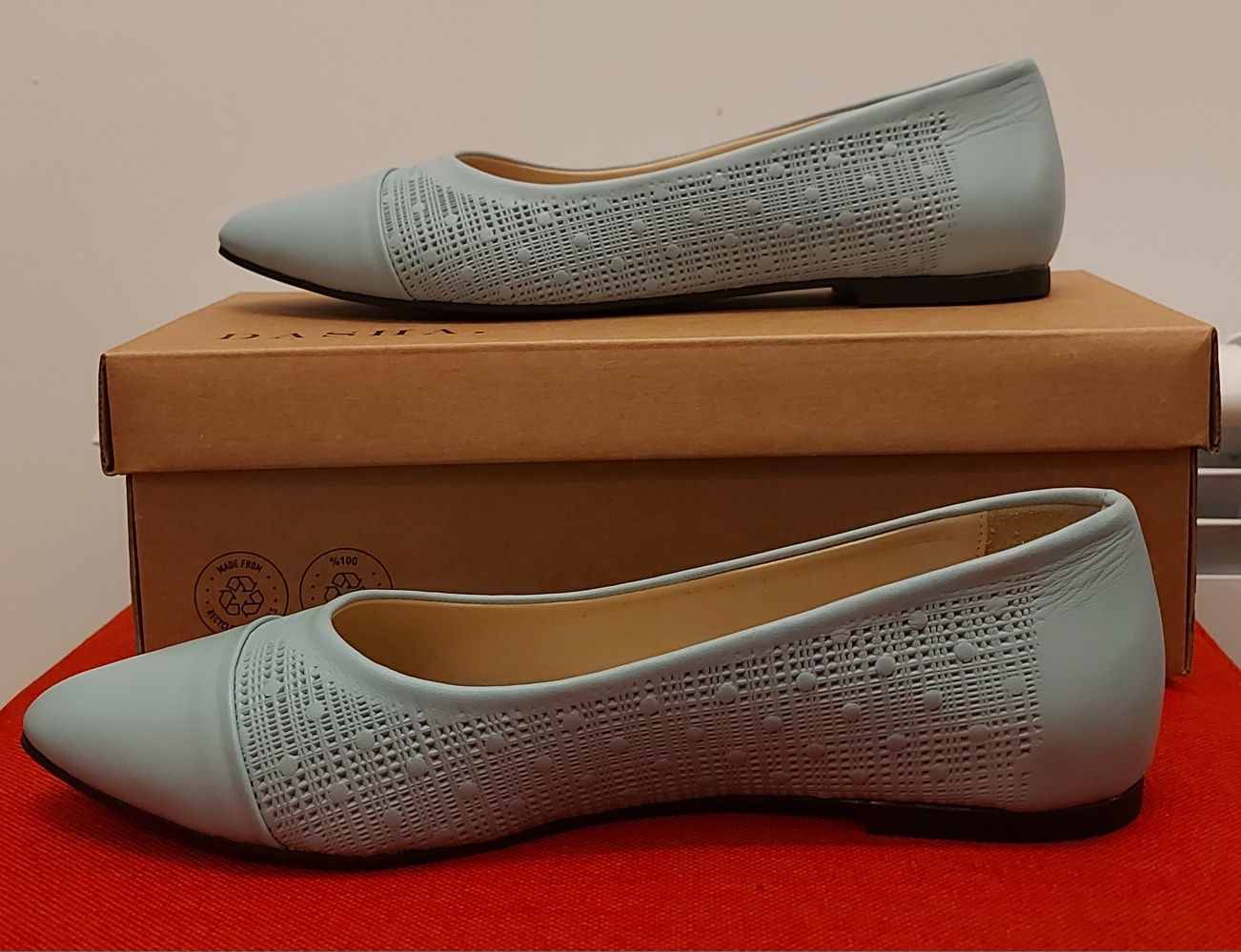 Pantofi dama din piele noi Dasha culoare bleu, nr.39