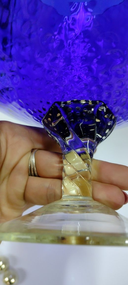 1960 Cobalt Blue Glass Italian Empoli Декоративна ваза/бонбониера