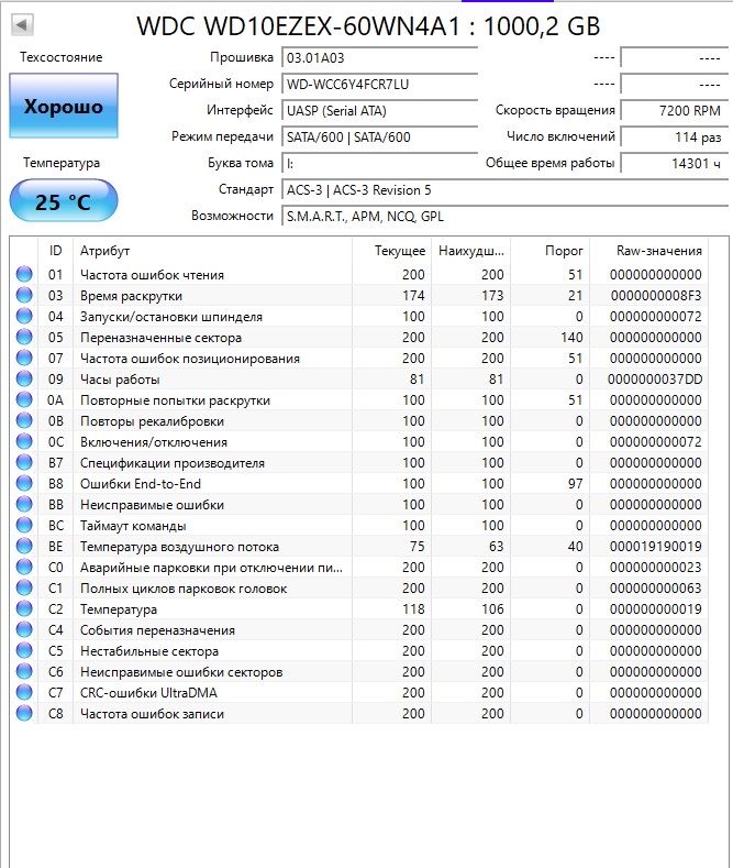 Жесткий диск HDD 1 TB WD BLUE WD10EZEX