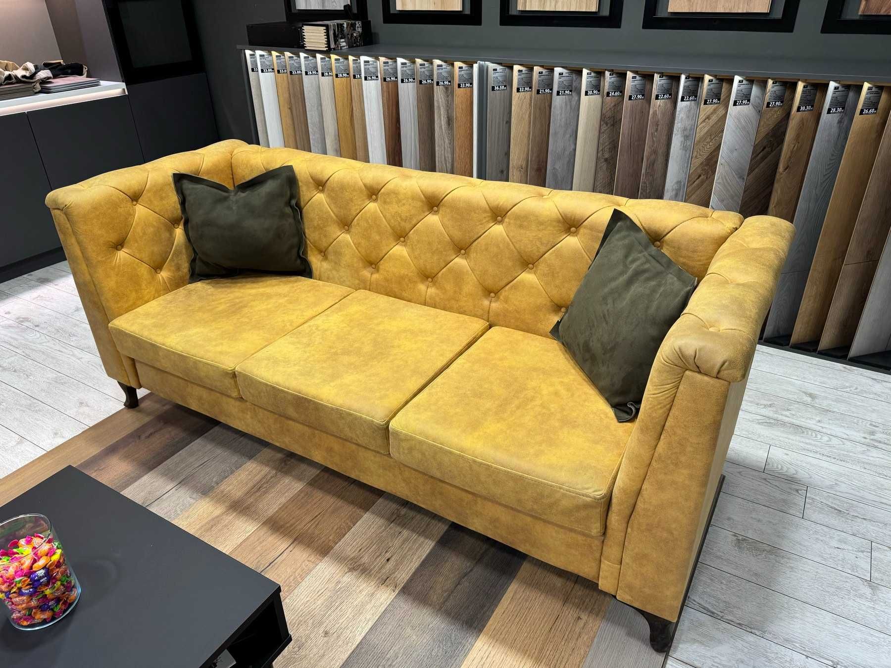 Диван стил Chesterfield цвят горчица