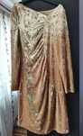 Rochie ocazie velur, aurie, impecabilă