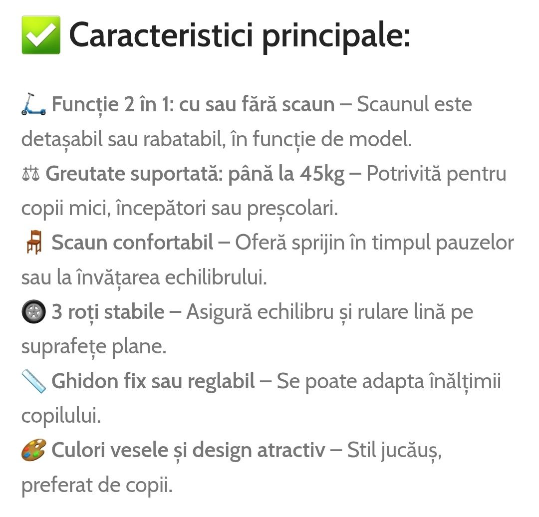 Trotinetă cu scaun