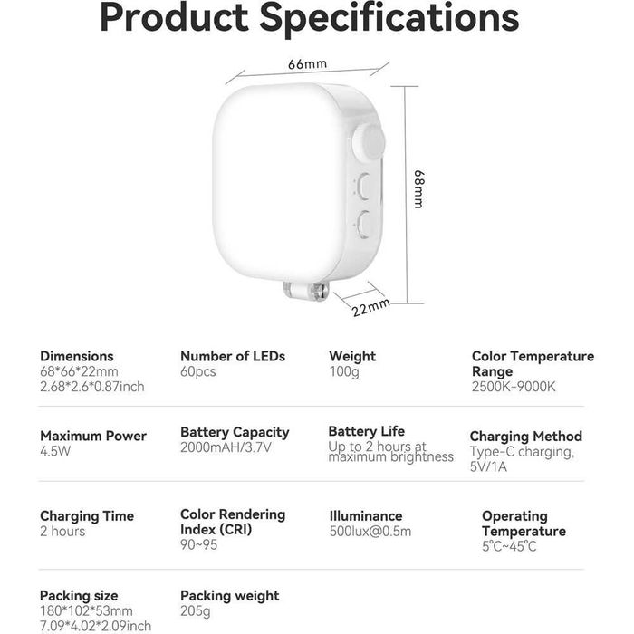 Telesin Магнитна лампа с LED осветление