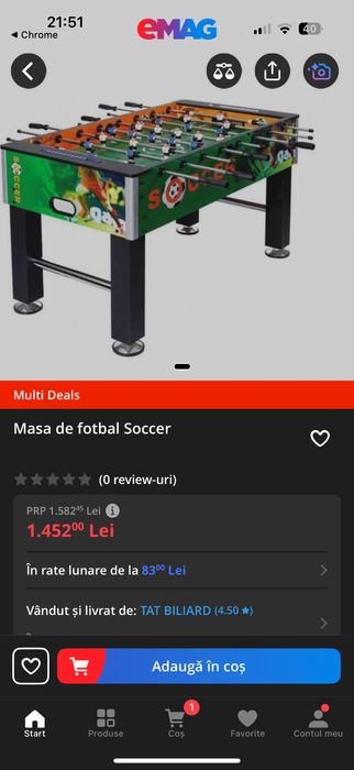 Masa de fotbal interior