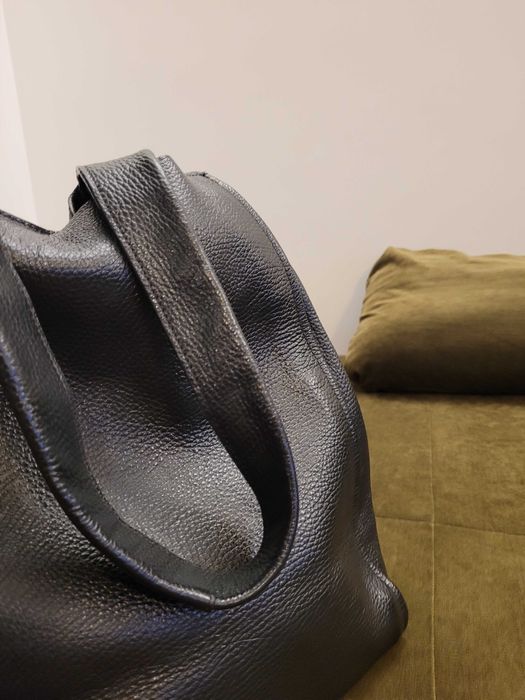 Geantă piele neagră (Tote bag), de umăr sau de mână, Zara, impecabilă