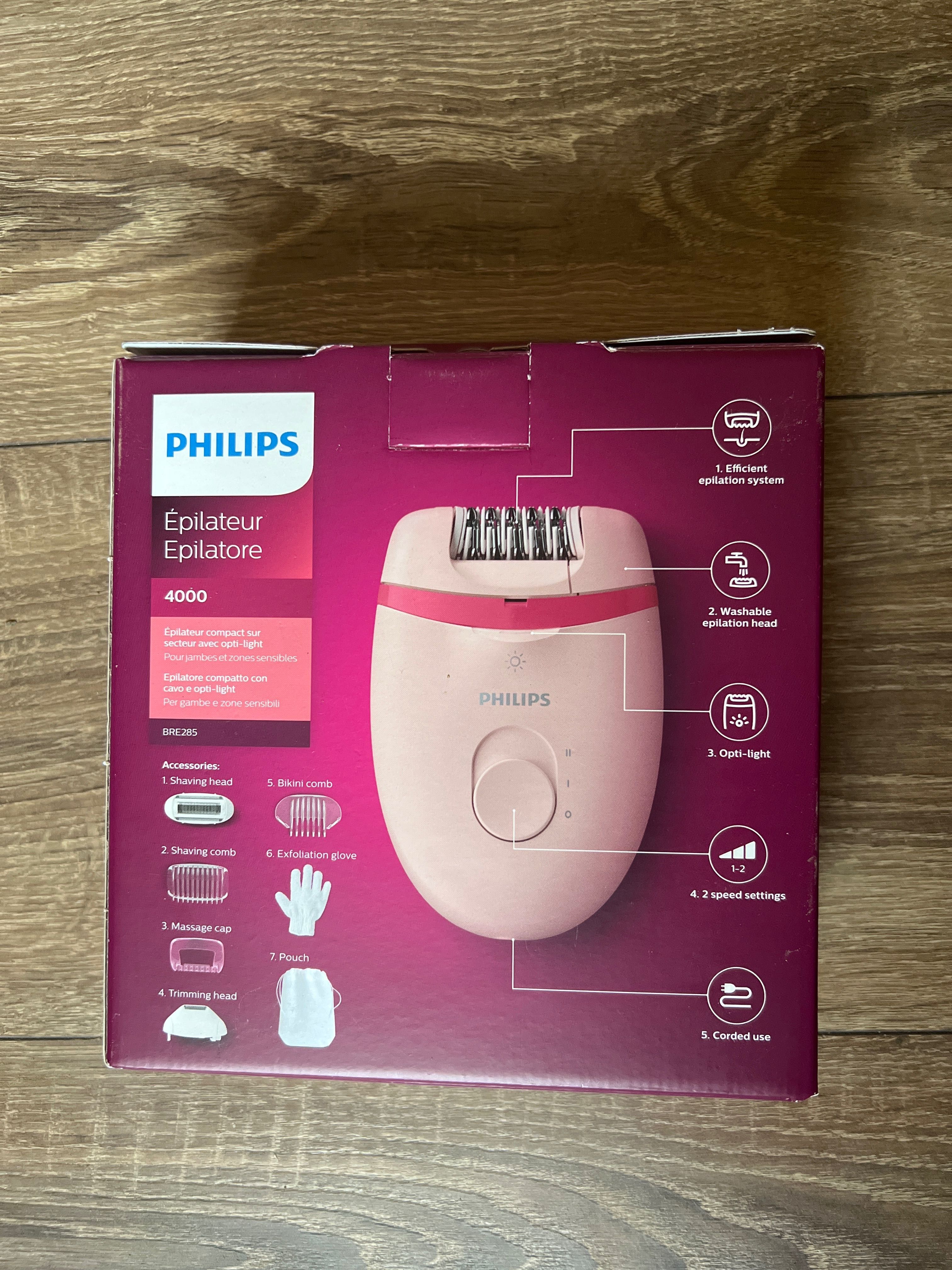 Epilator Philips Satinelle essential BRE285/00, 2 viteze, 7 accesorii