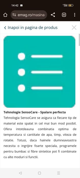 Mașina de spălat slim Gorenje Sensocare clasa A++