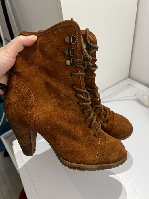Bershka Botine /Ghete Maro piele intoarsa 38 cu toc