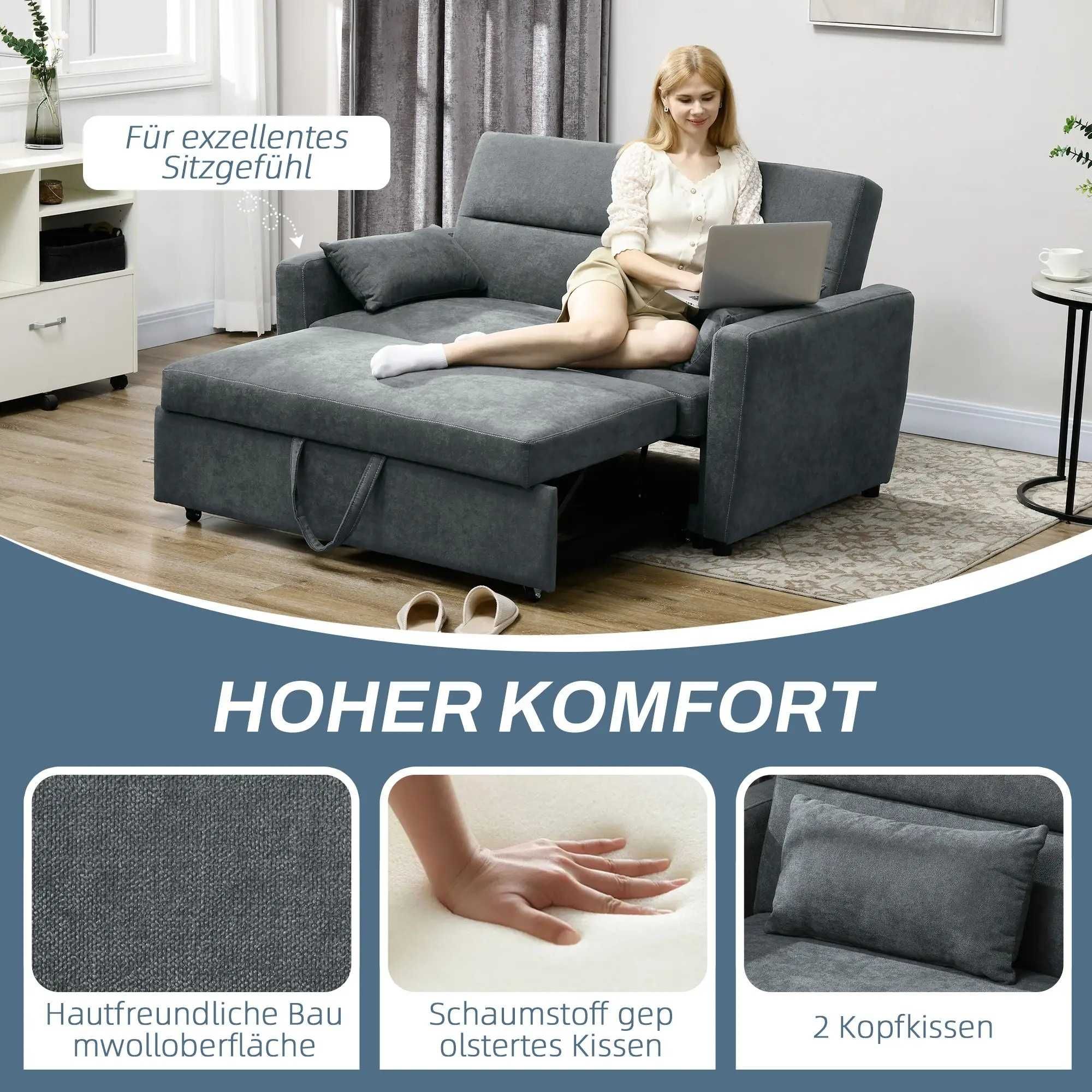HOMCOM Разтегателен диван, 2-местен, разтегателен, до 200 кг