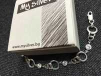 Сребърна гривна с бял циркон от "My Silver"