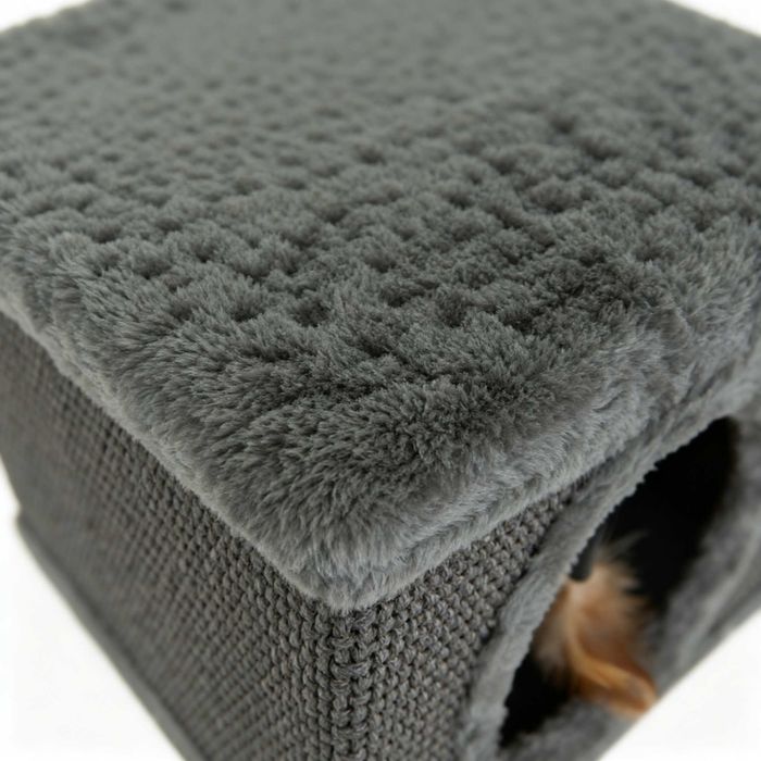 Casa pisici cu pat si loc de joaca picioare din lemn 38 x 32 x 32 cm