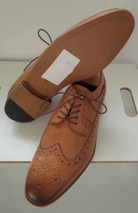 Pantofi derby wingtip premium Topmann 44 piele naturala moale