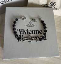 Гривна - Vivienne Westwood Black Messaline/Platinum bracelet