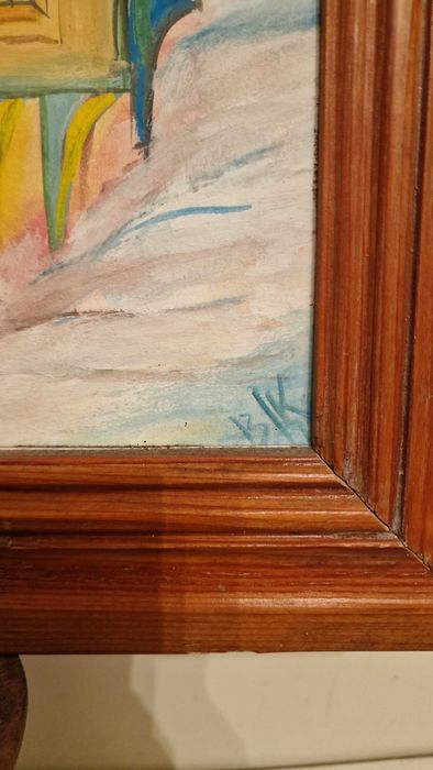 Стара Българска картина, масло, подпис, масивна дървена рамка.