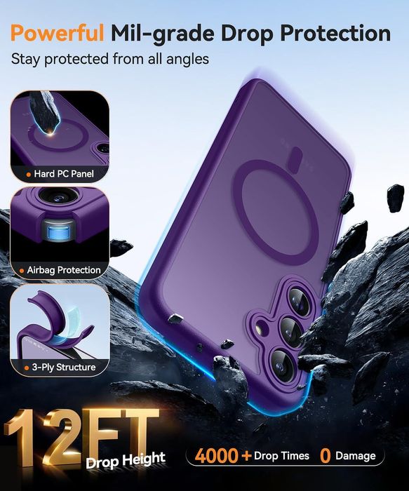 Матов magsafe кейс за samsung galaxy s25+ plus - лилав