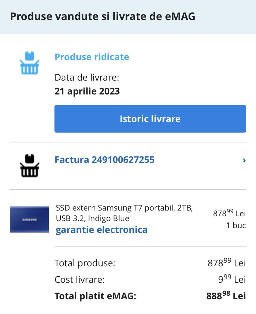 SSD portabil Samsung T7 2TB