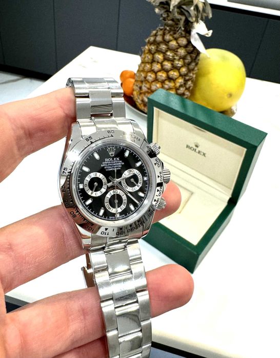 rolex daytona сребристо-черен