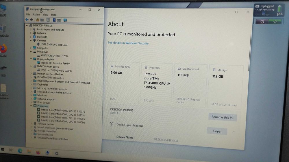 Asus R510L Core I7, 8GB RAM, SSD 120GB, HD4400, baterie dubla 3-4 ore