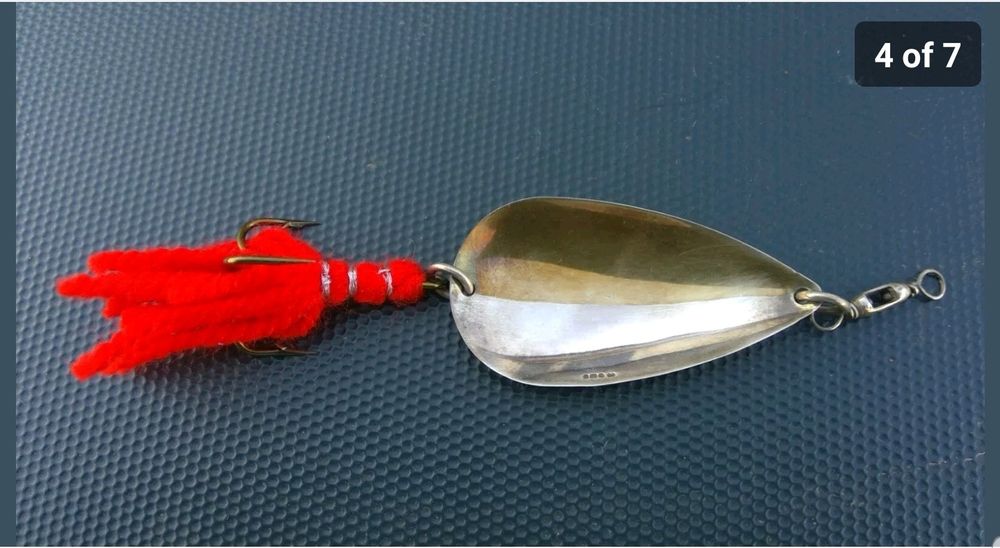 Lingurita oscilanta rapitori argint masiv ochi rubin vintage nu GIPO