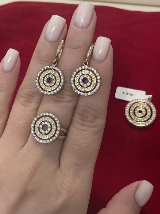 Продам золотой набор комплект *BVLGARI* 585 проба