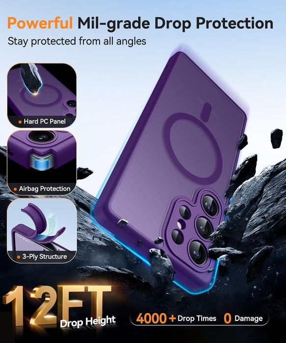 Матов magsafe кейс за samsung galaxy s25 ultra - лилав