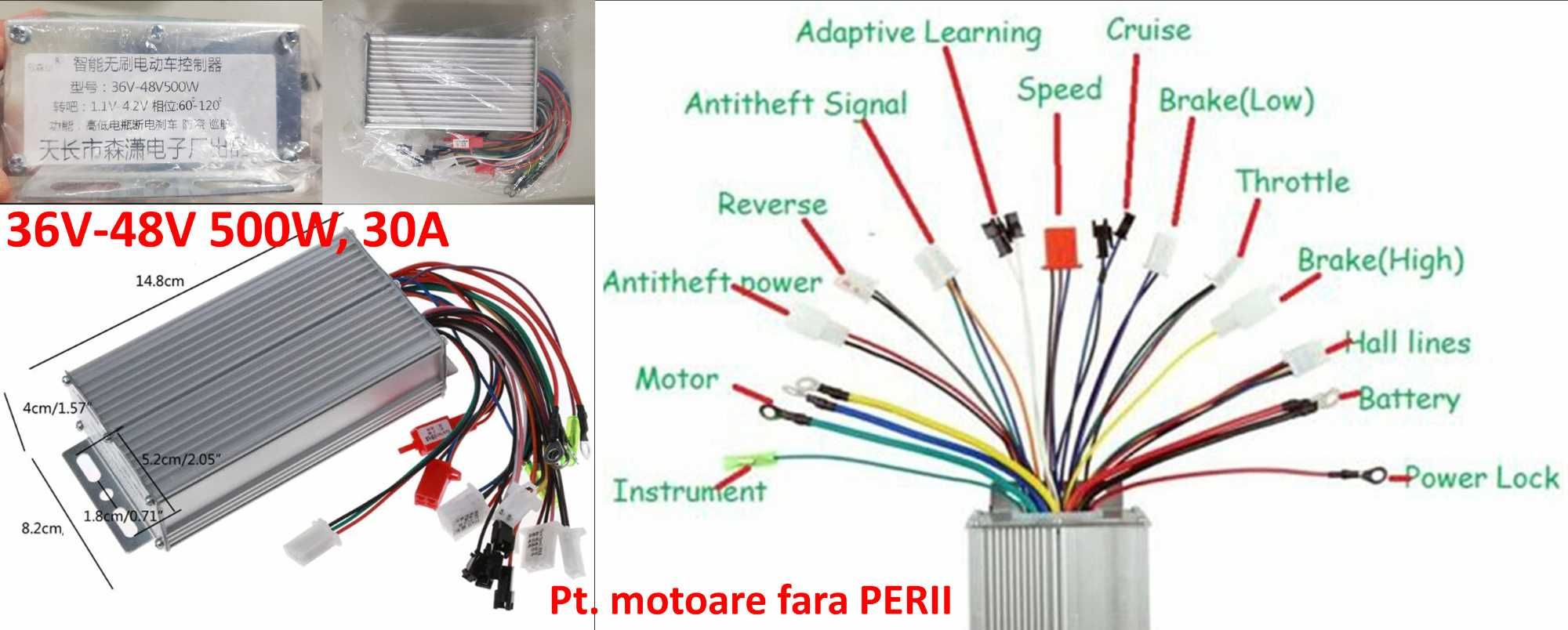Controler bicicleta electrica /scuter 36V/48V 350W, 24V/36V 500W Noi