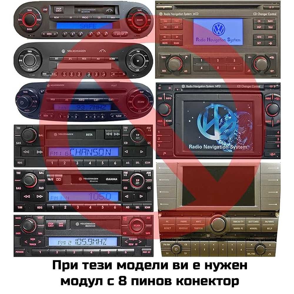 Bluetooth адаптер за VW RCD RNS, Audi Concert Chorus RNS-E блутут ауди