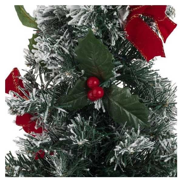 Декоративна коледна елха с червени панделки в саксия, 20 LED, 50см