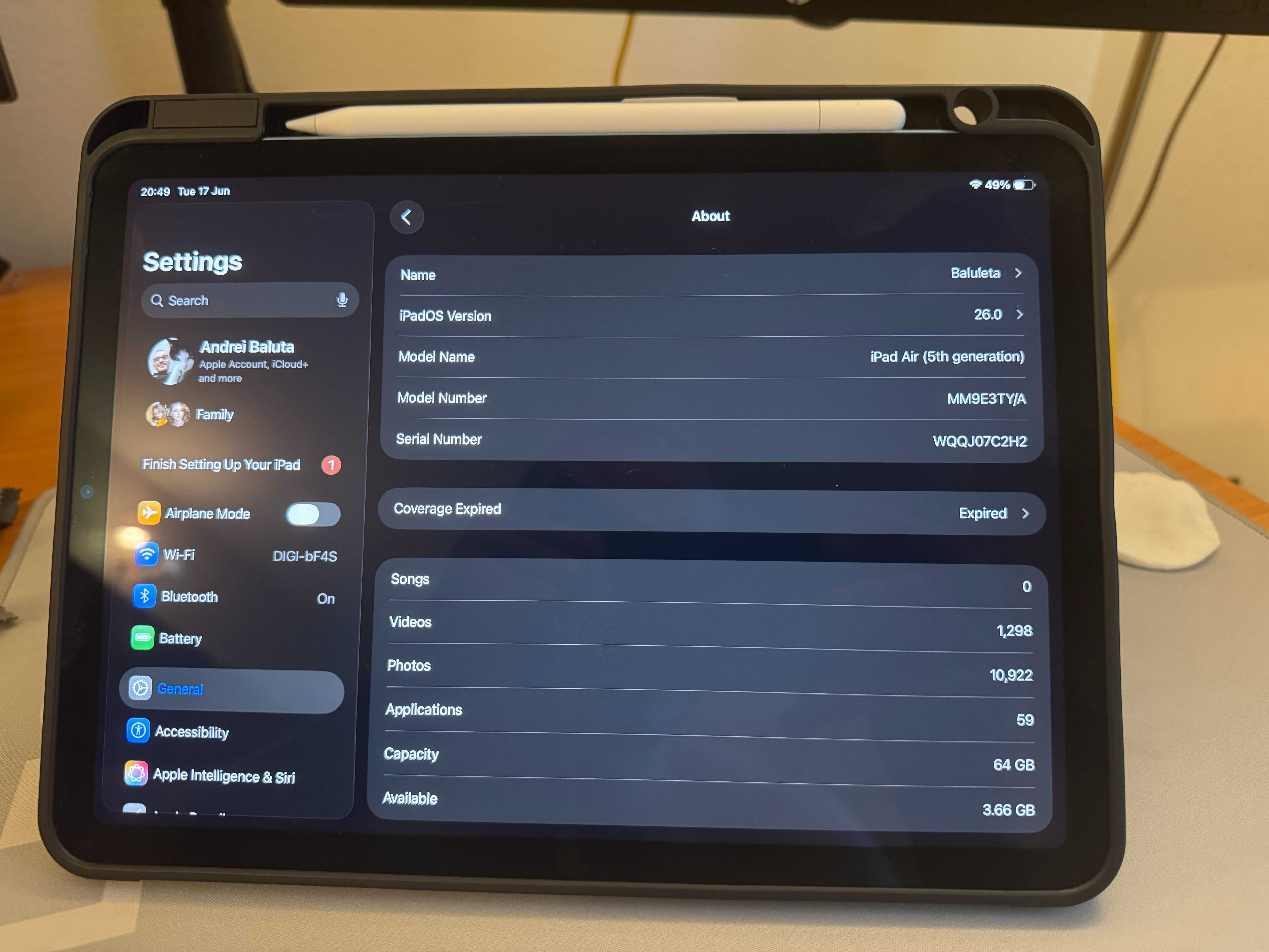 iPad Air 5 M1 64gb albastru, 10/10, husa originala + Apple Pencil usbC
