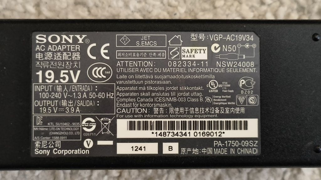 AC Adaptor Laptop Sony Vaio