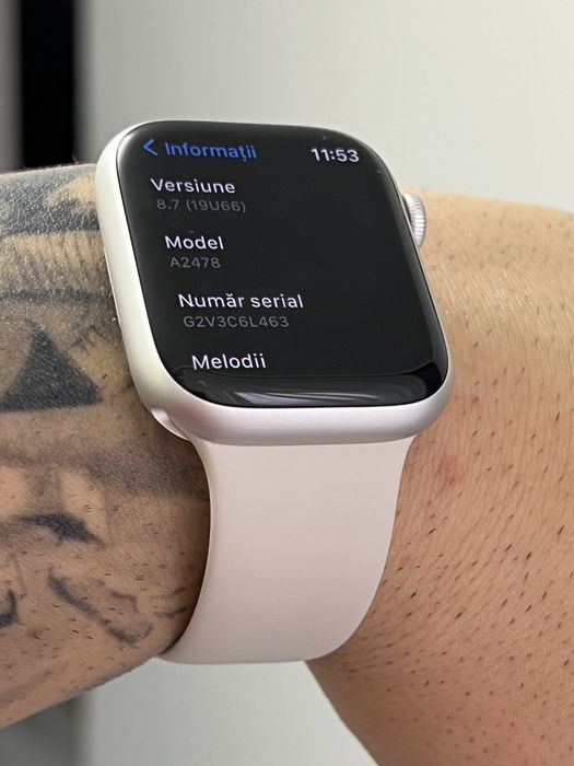 Apple Watch Seria 7 45mm GPS Cellular LTe Silver Ceramic / Impecabil