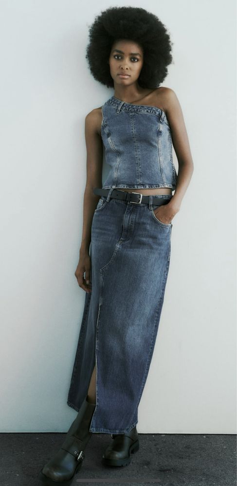 Top denim, Zara, nou