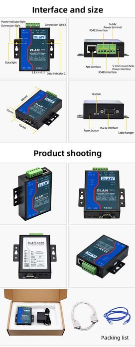 ZLAN5112 конвертор – RS232/RS485/RS422 Modbus TCP Gateway