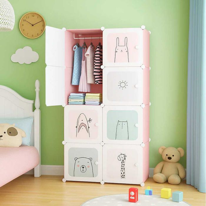 Dulap modular pentru copii, 8 rafturi, durabil, 76X37X147 cm