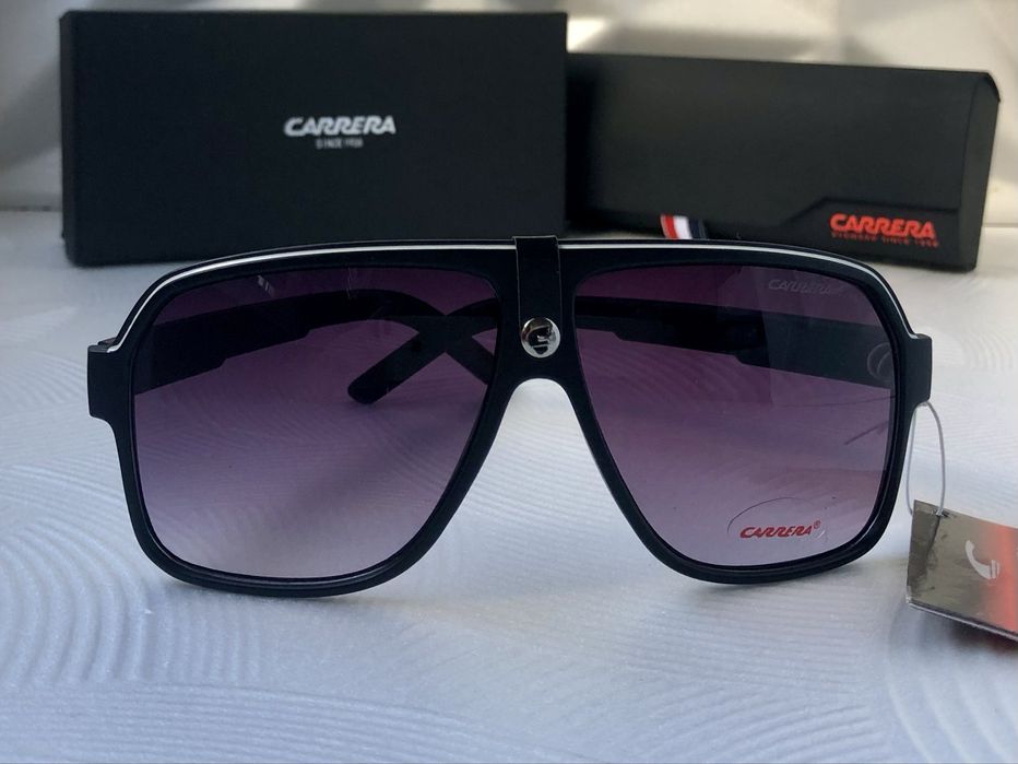 Мъжки слънчеви очила маска carrera черни с кожа