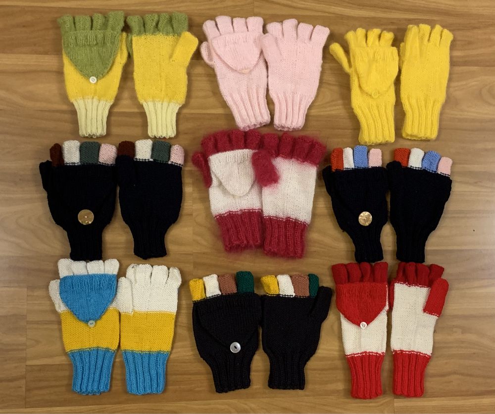 Ръчно плетени дамски ръкавици с капаче без пръсти За момичета или жени